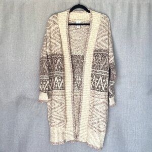 NWOT Joie Cream and Brown Aztec Patterned Boho Cardigan Size S